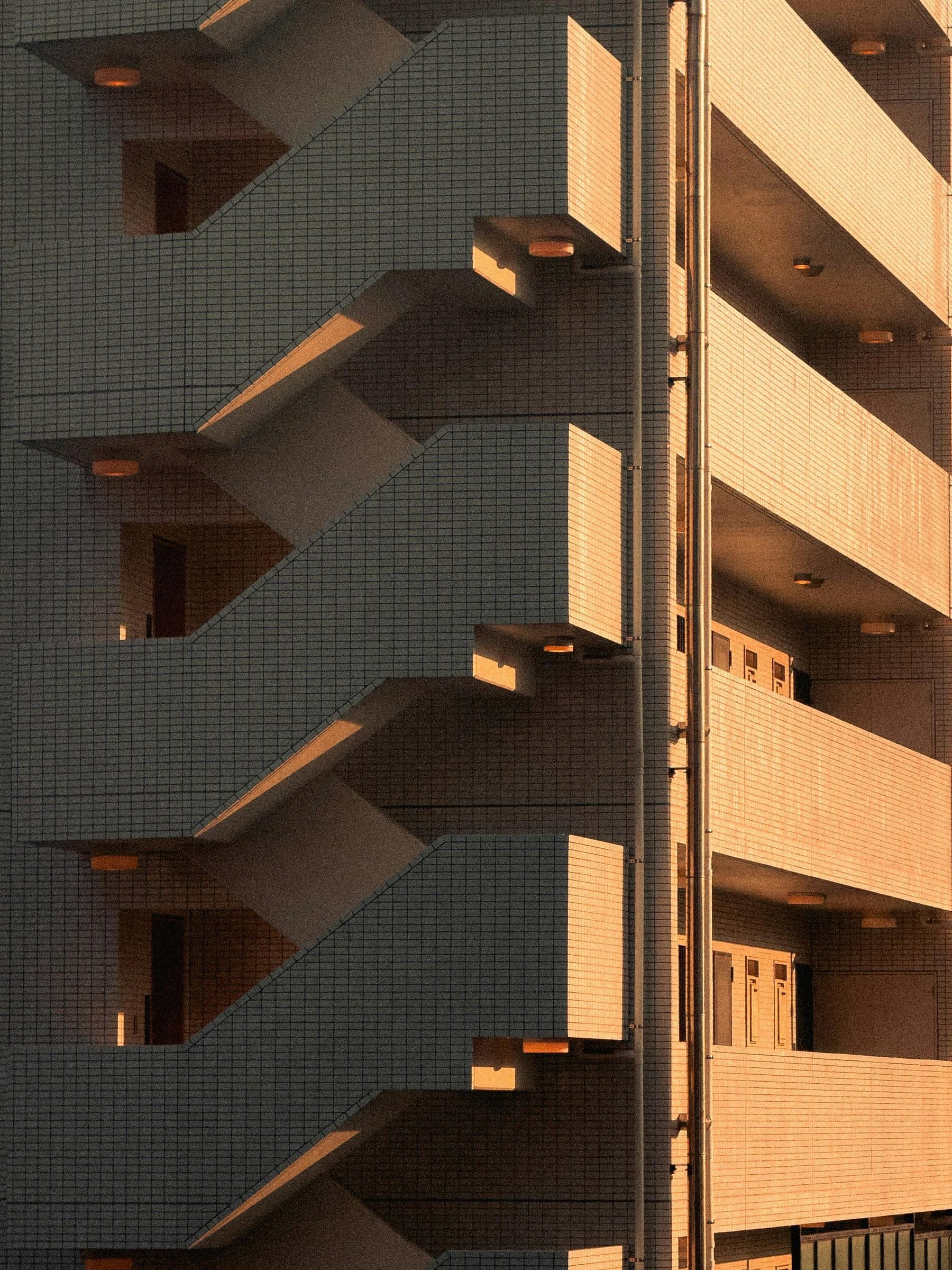 Residential building at golden hour